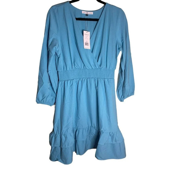 Michelle McDowell NWT Women's Blue Flowy V-Neck Brunch Carolyn Dress Size Small - Picture 3 of 7